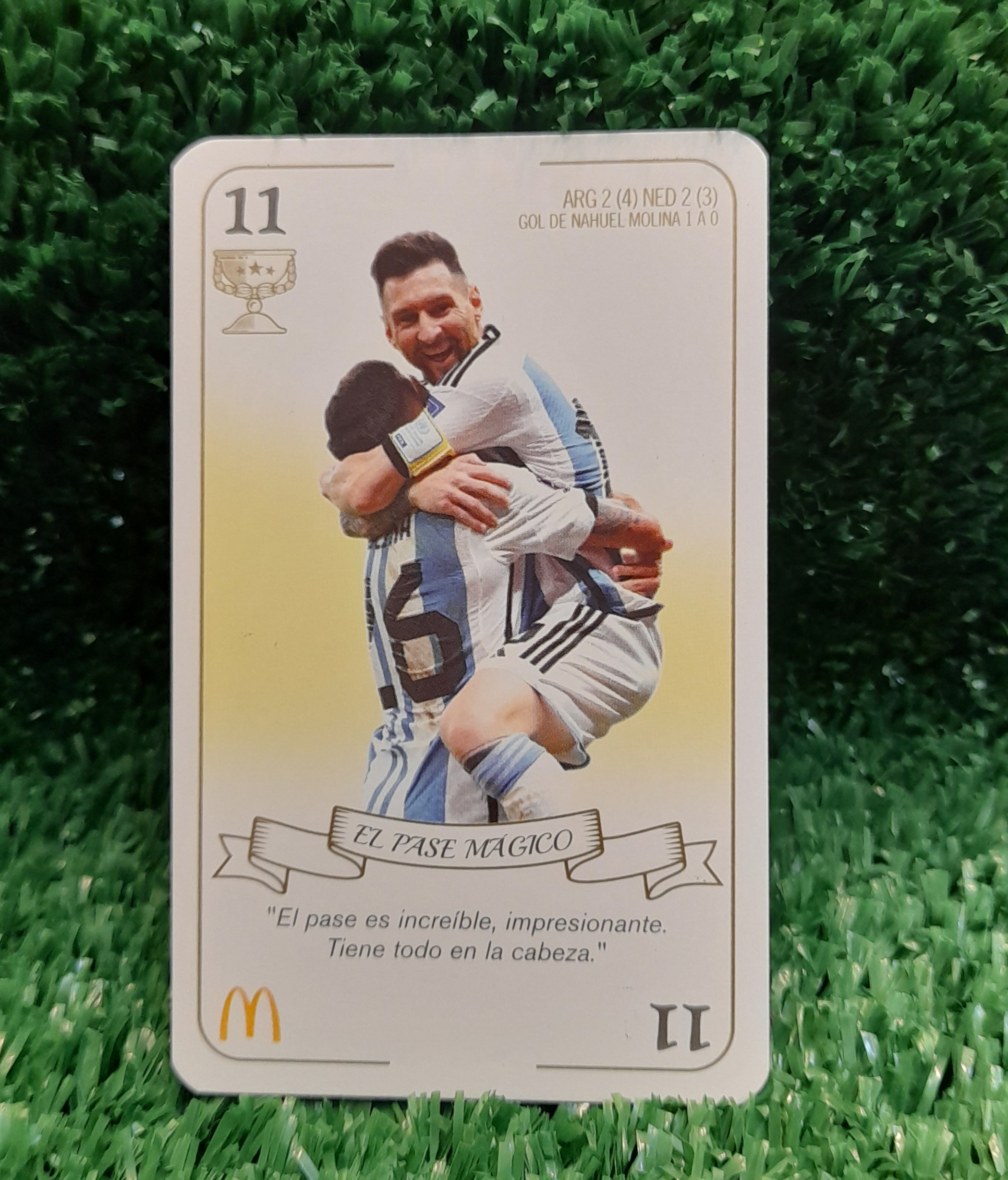Carta Lionel Messi Argentina Panini Mc Donalds pase magico