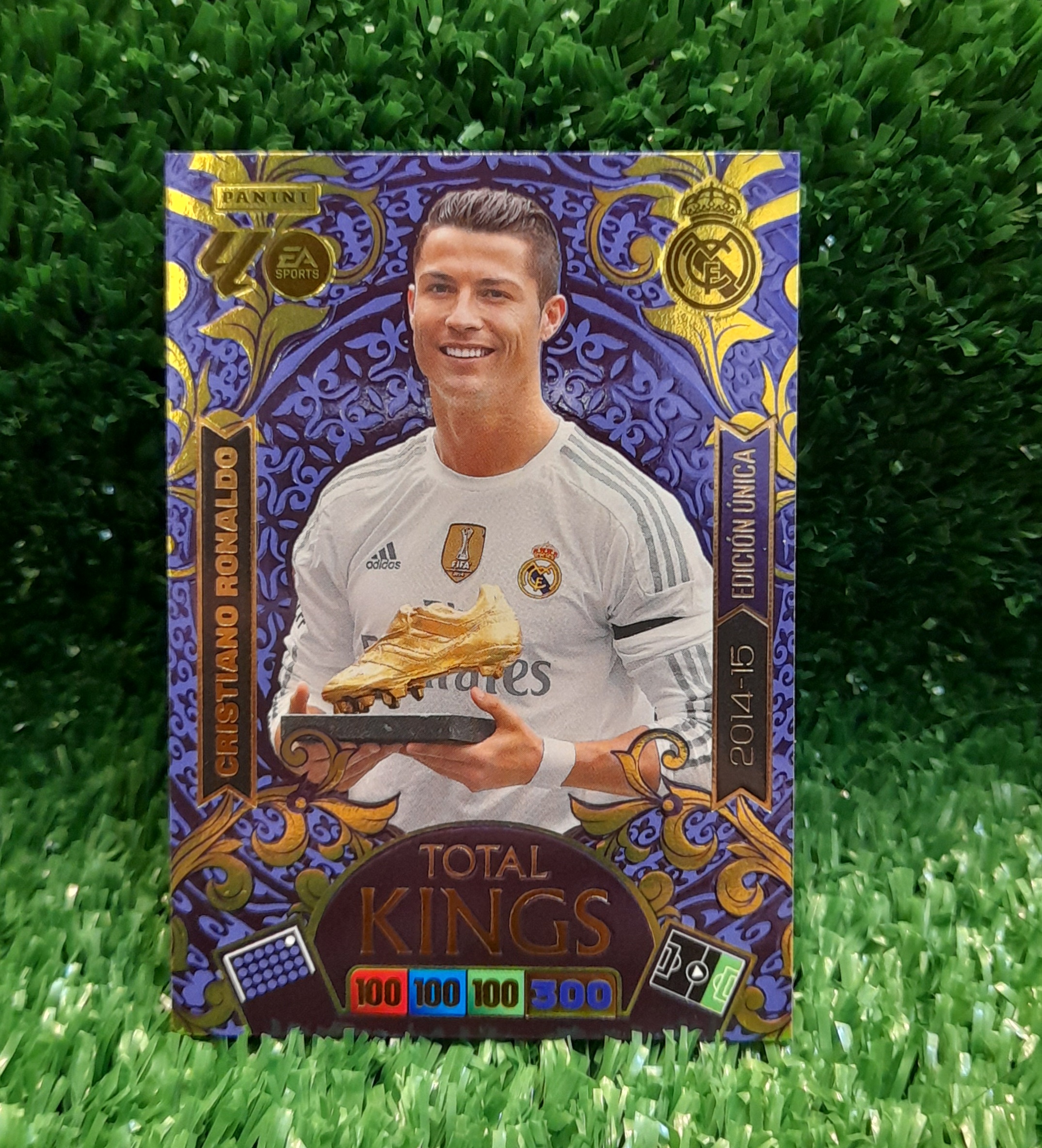 Carta Cristiano Ronaldo Real Madrid bota Oro Panini Total King