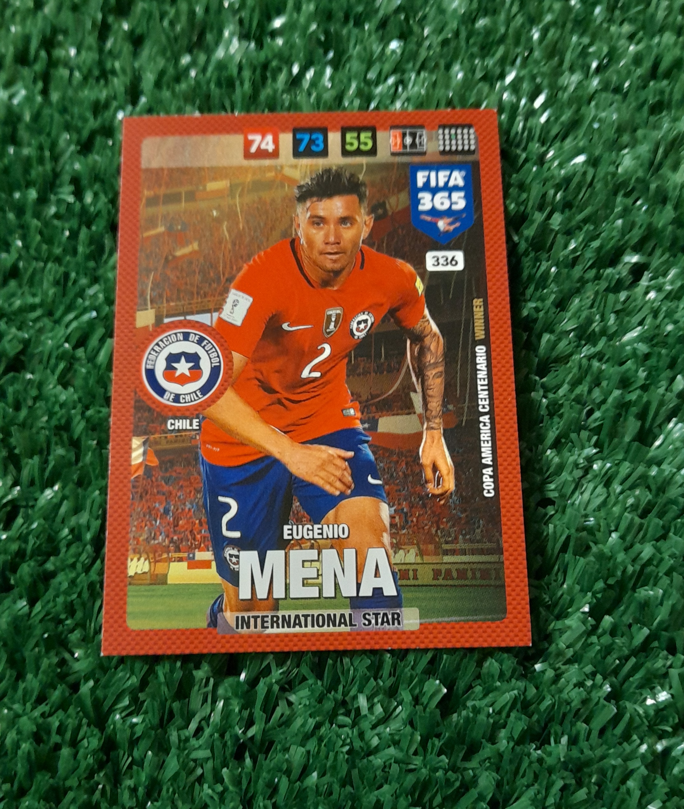 Carta Eugenio Mena Chile Fifa 365 Panini #336 Base