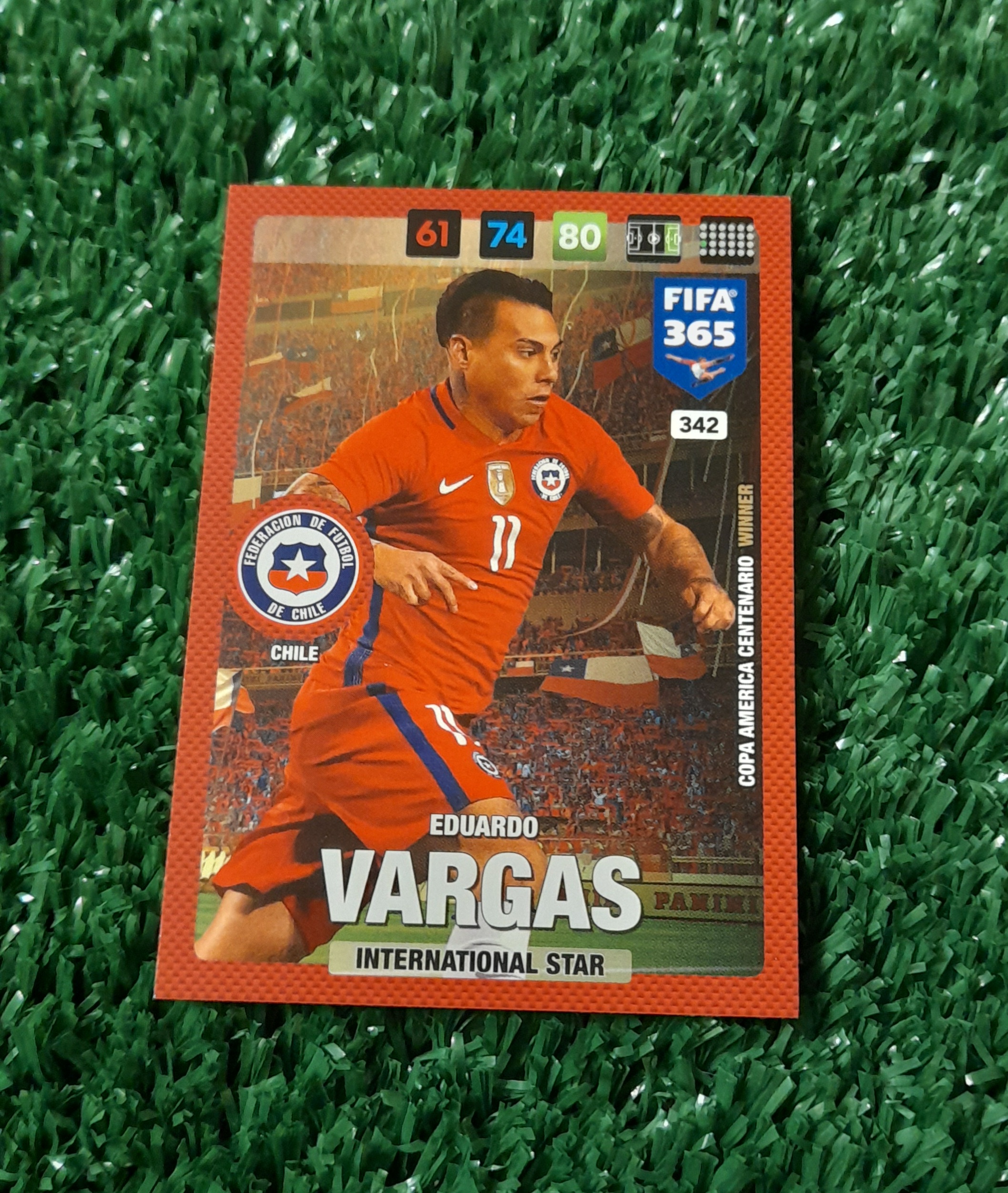 Carta Eduardo Vargas Chile Fifa 365 Panini  #342 BASE
