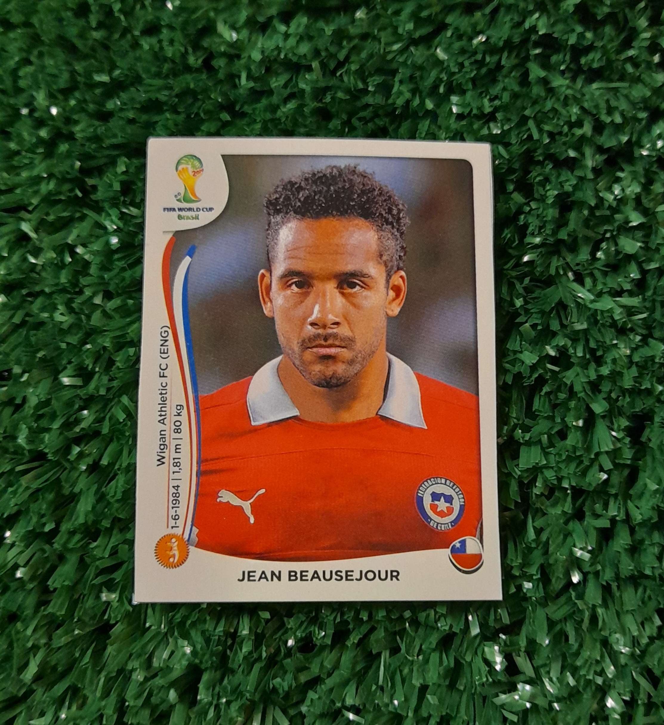Lamina Jean Beausejour Chile Mundia Brasil 2014 Panini #160