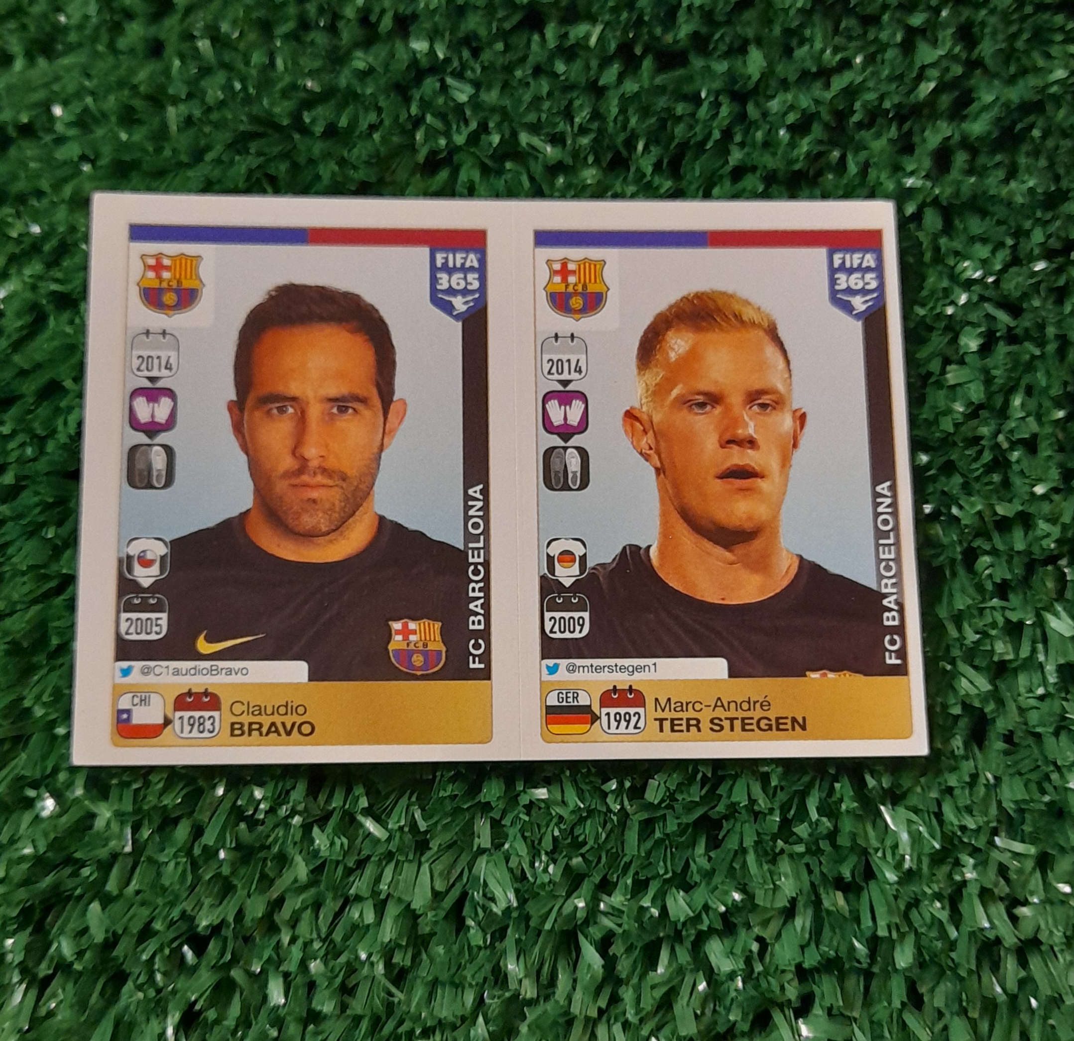 Lamina Claudio Bravo Barcelona Fifa 365 Panini #342-343