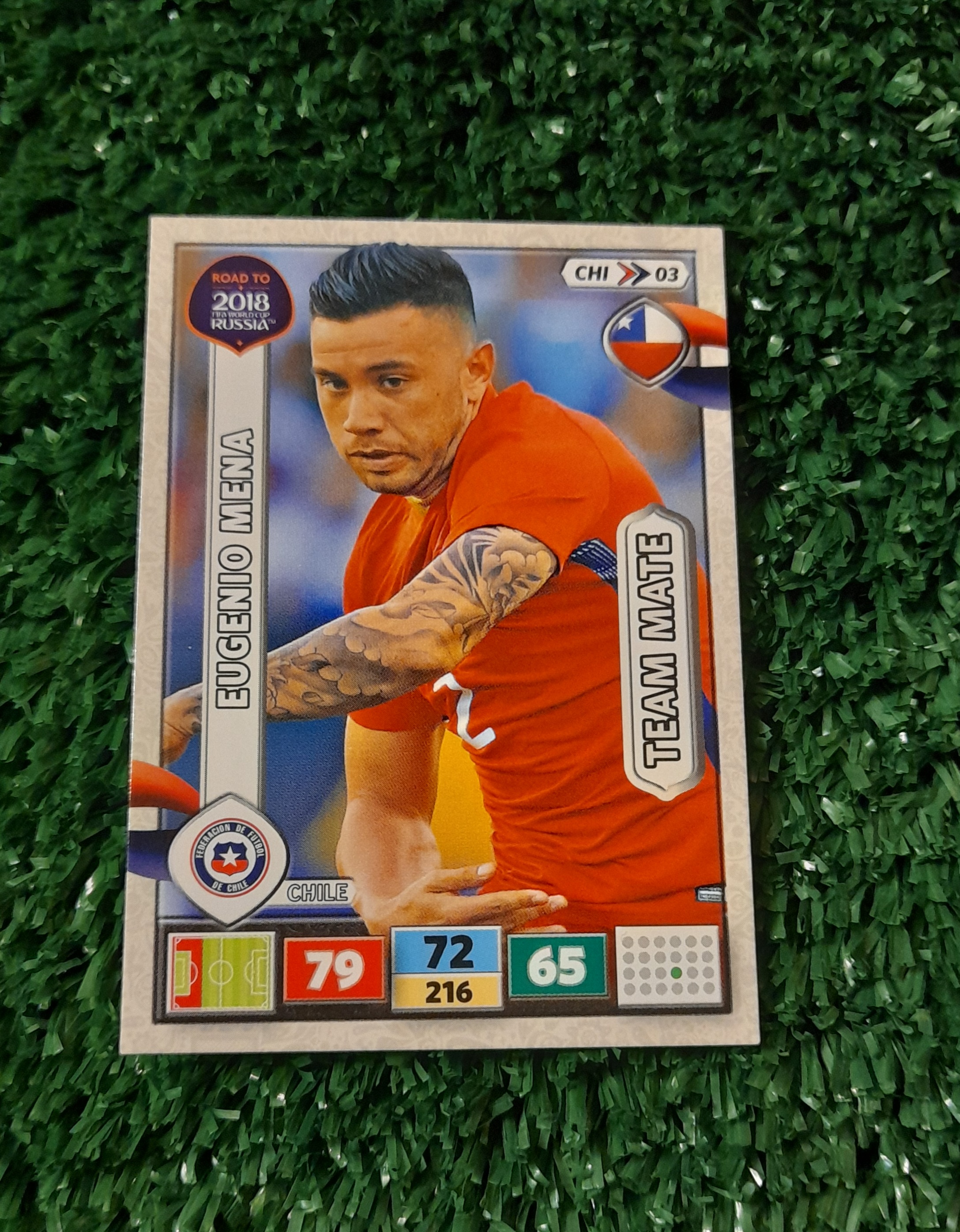 Carta Eugenio Mena Chile Road to Rusia Panini #CHI03