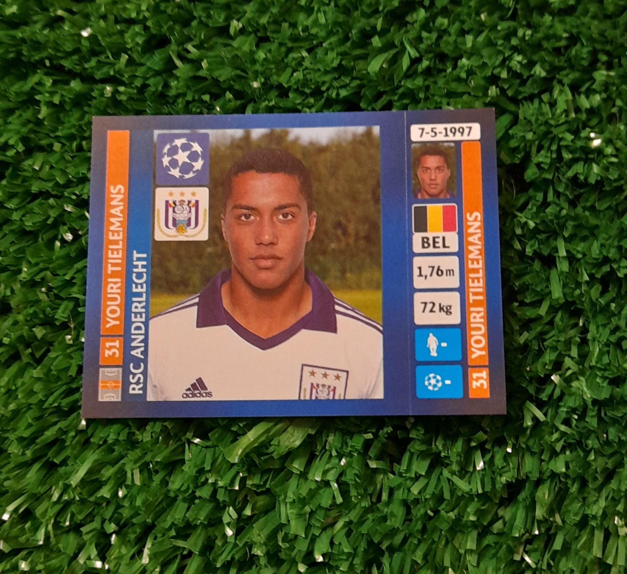 Lamina Youri Tielemans Anderlecht Champions 14-15 Panini #220