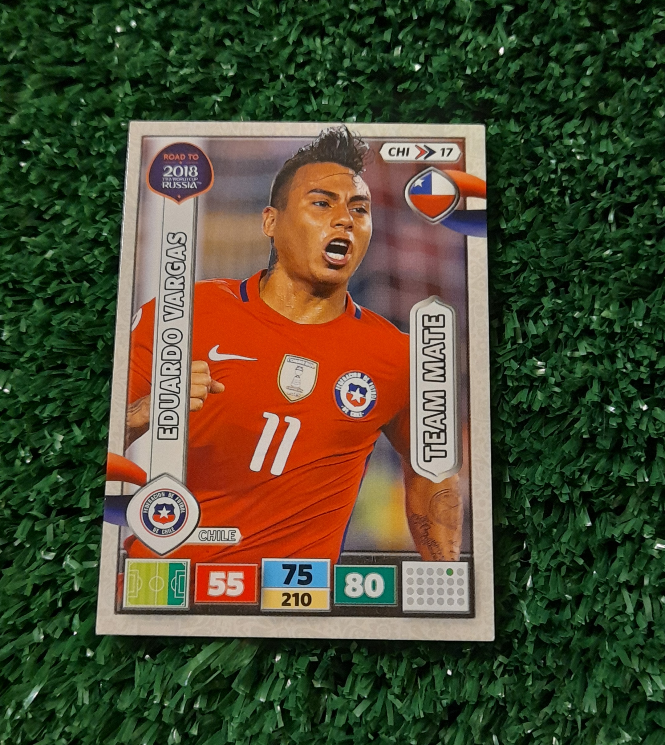 Carta Eduardo Vargas Chile Road to Rusia Panini #CHI 17