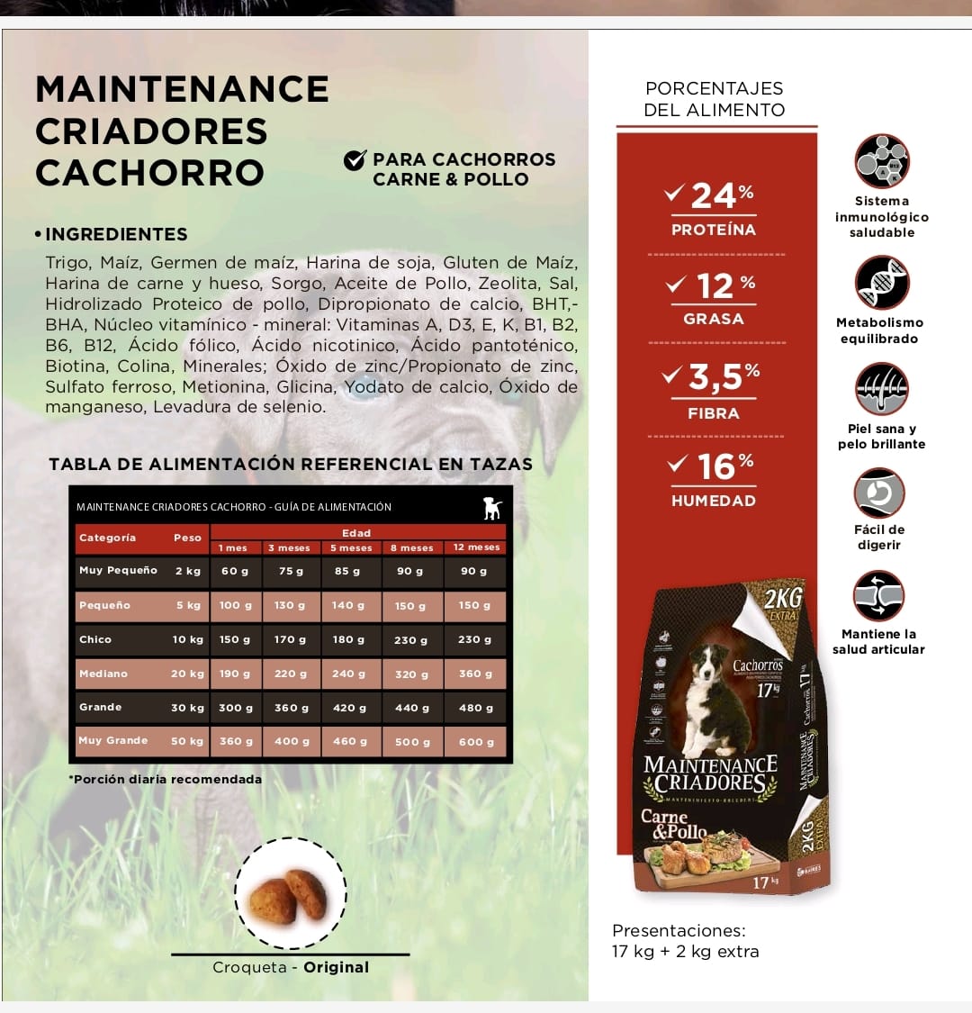 maitenence cachorro 15kg 