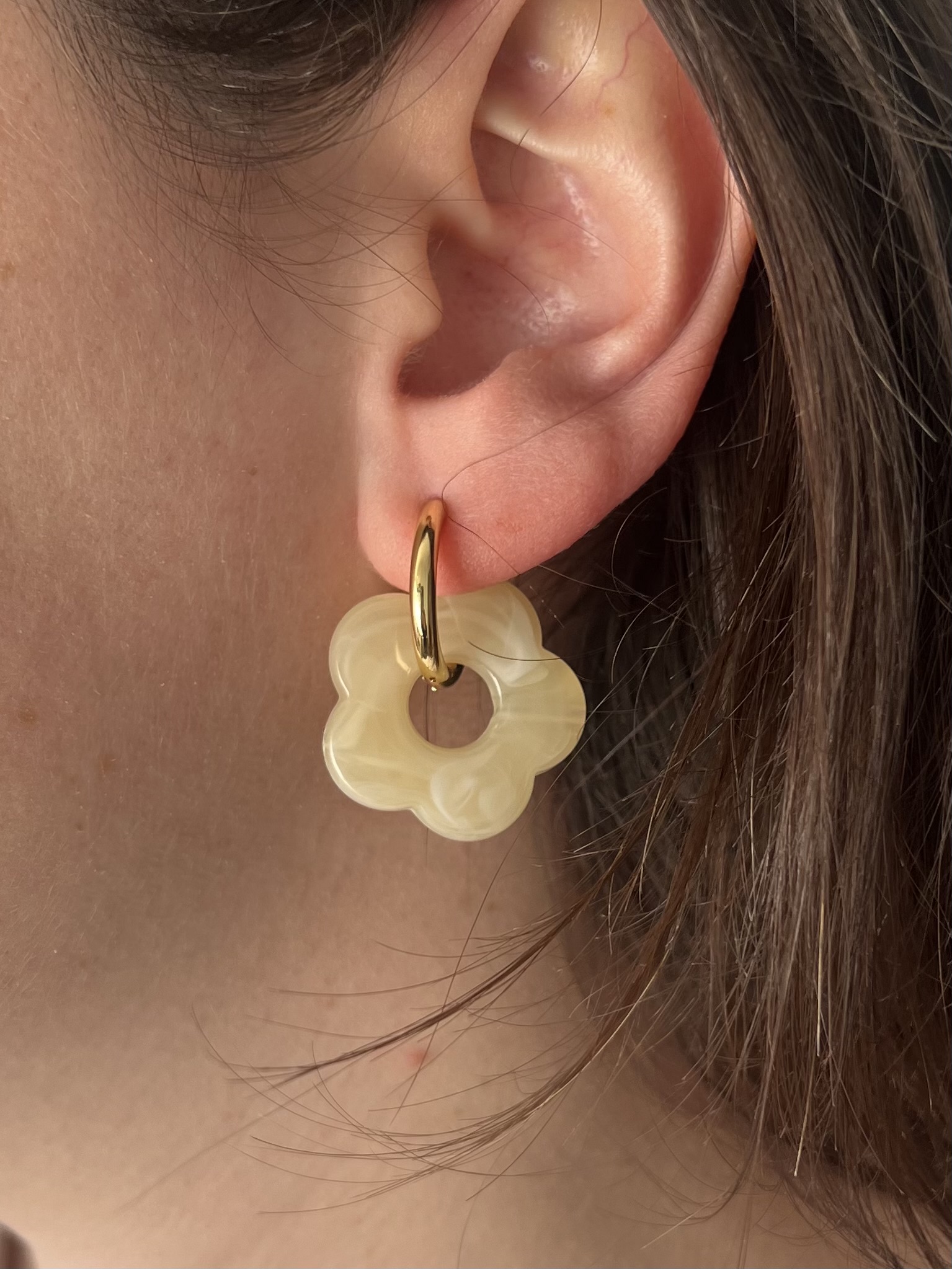 Aros Flor Marfil