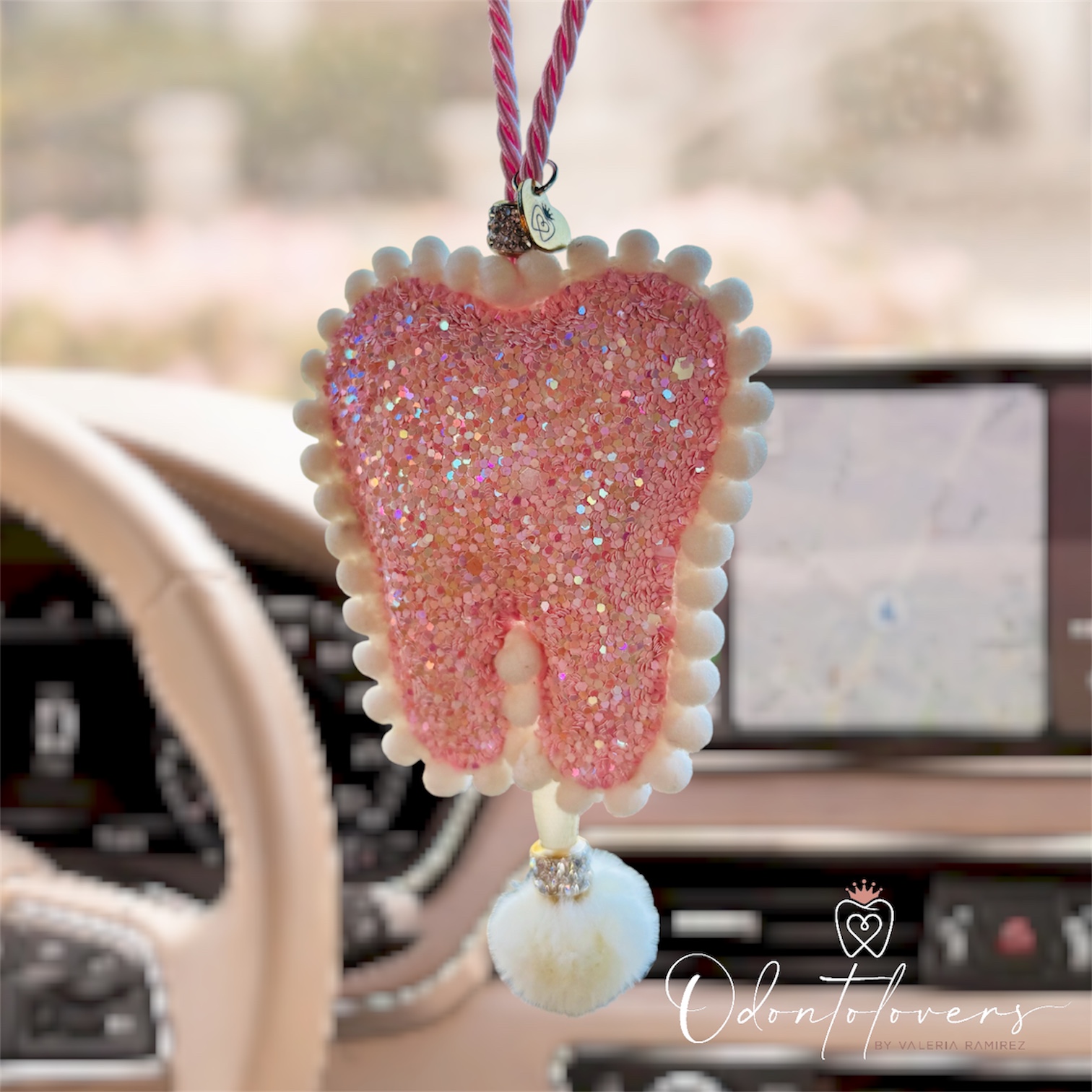 Muelita decorativa auto - Rosa pastel/Beige
