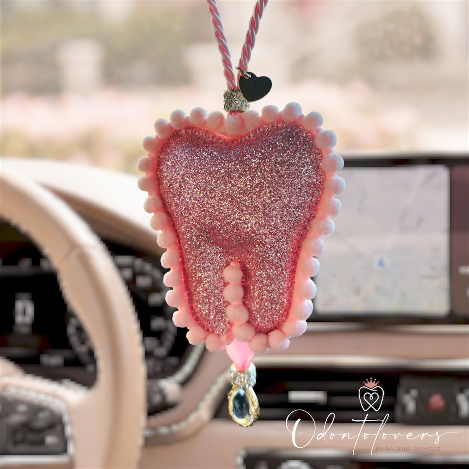 Muelita decorativa auto - Rosa glitter 