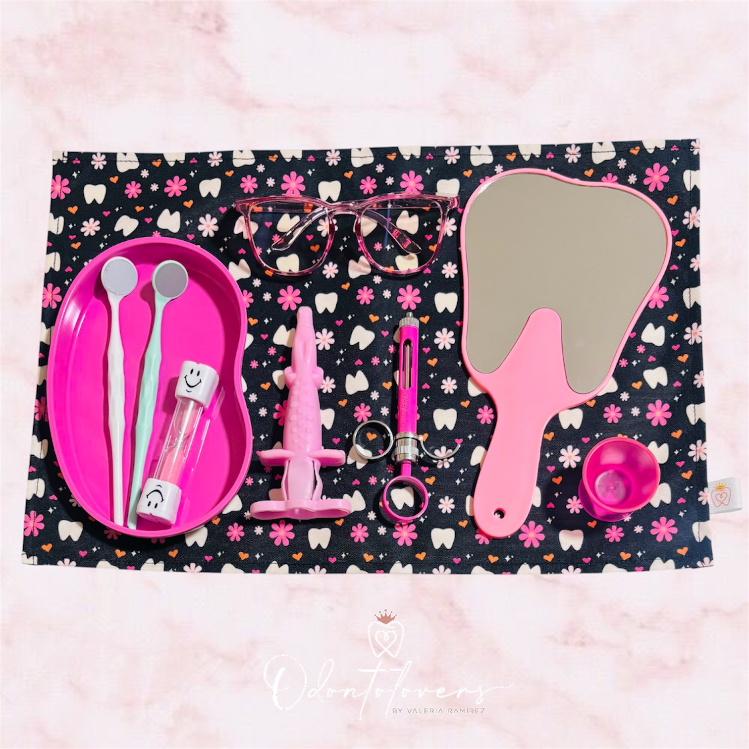 Campo clínico reutilizable dental floral negro 