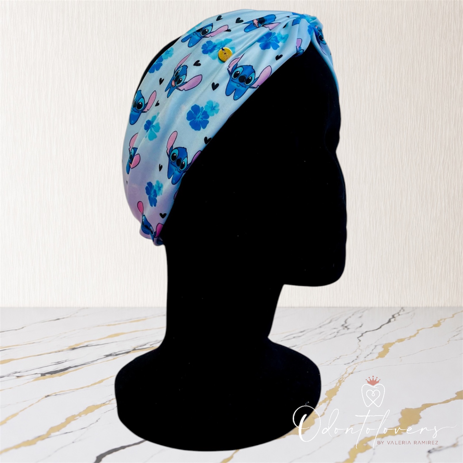 Turbante premium Stitch azul 