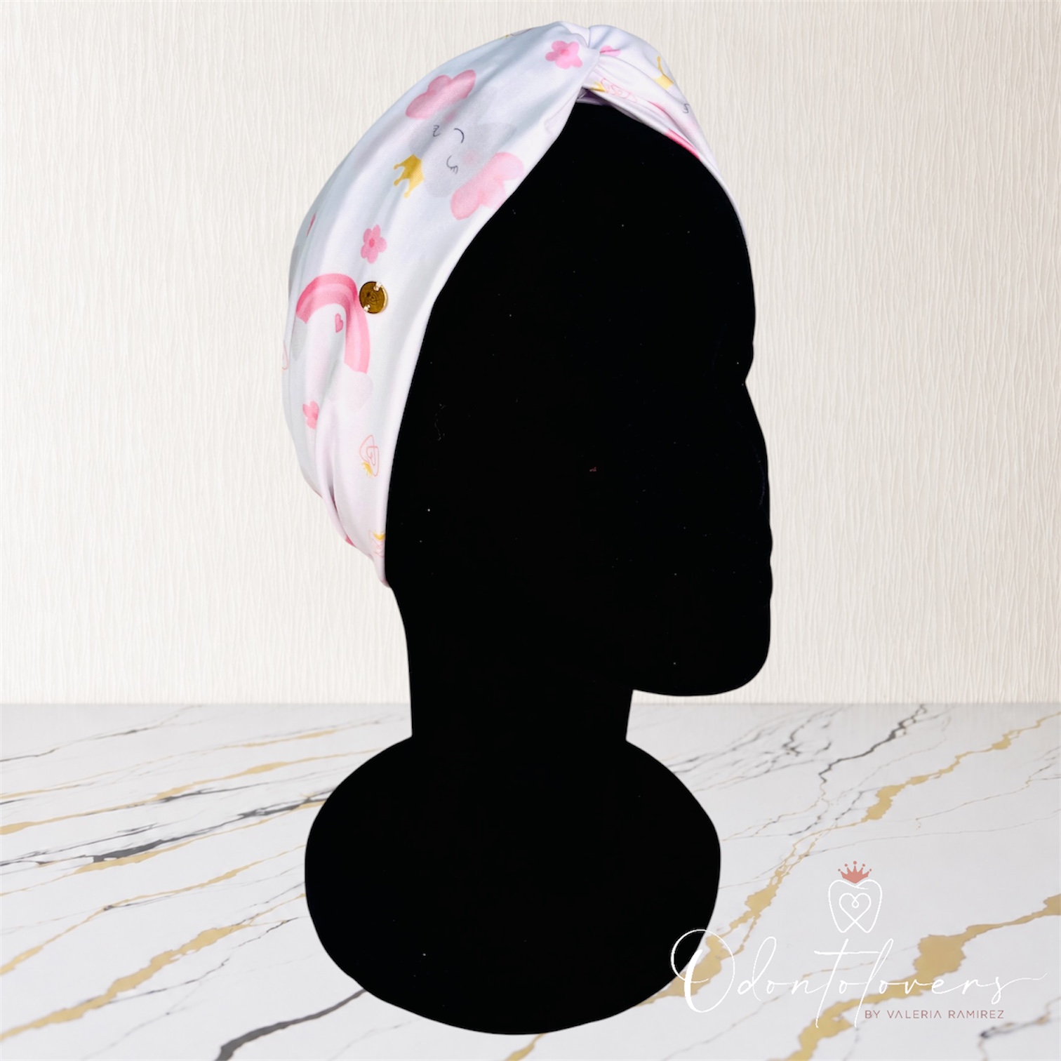 Turbante premium hadita arcoiris blanco