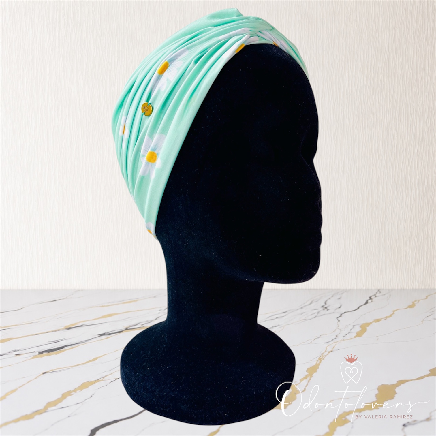 Turbante premium margaritas menta