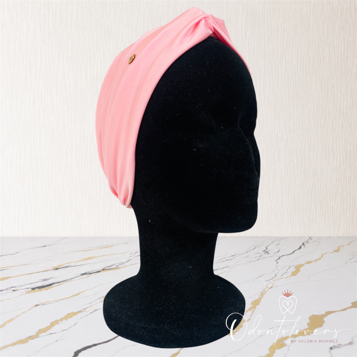 Turbante rosa damasco satinado 
