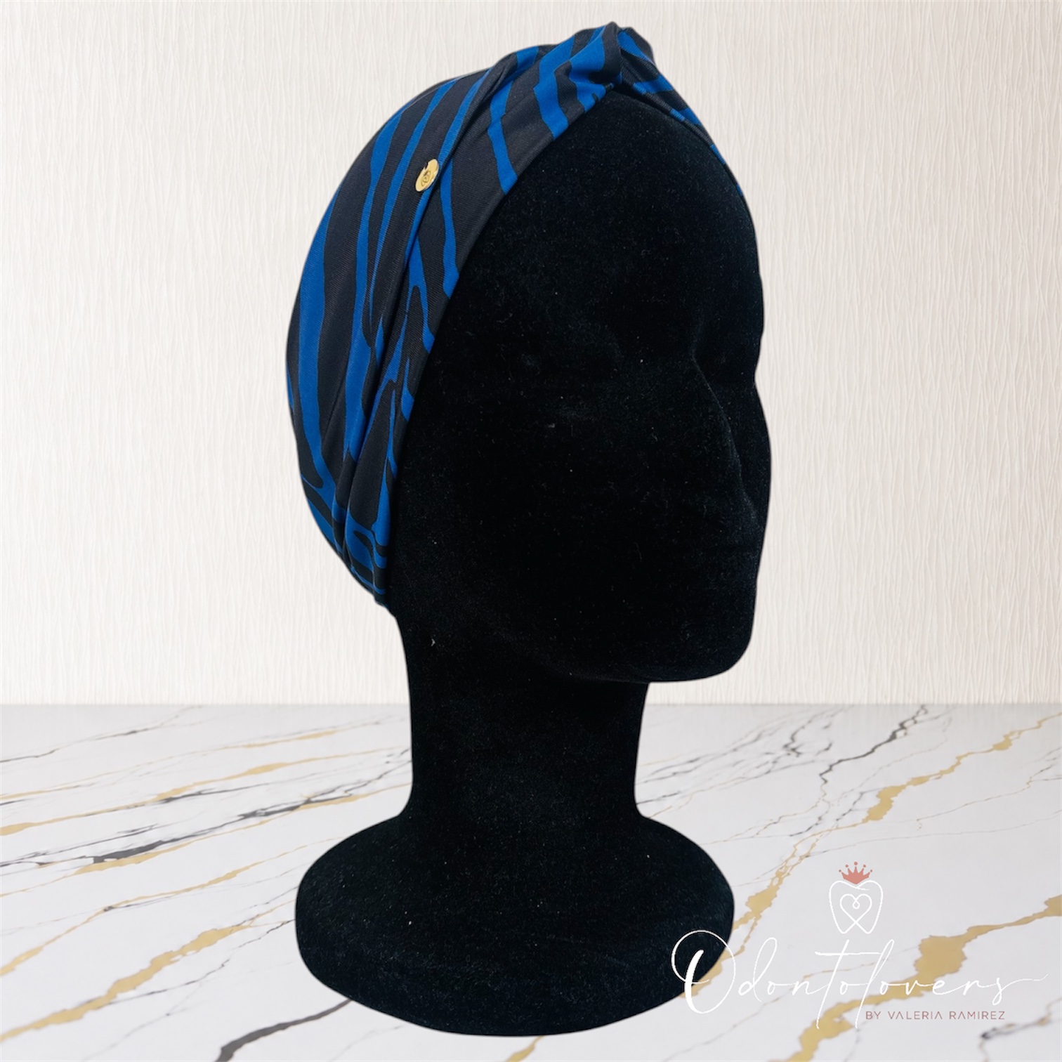 Turbante print cebra azul