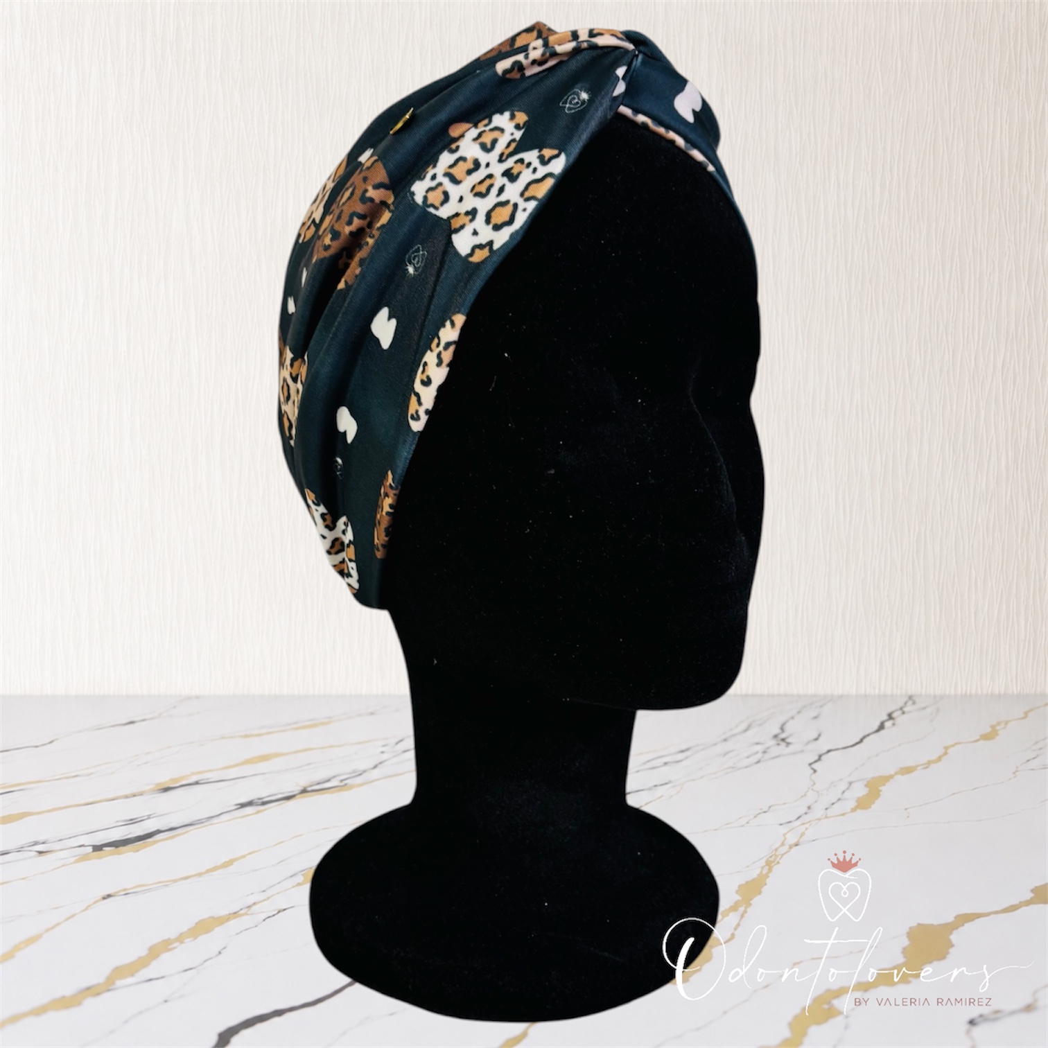 Turbante premium dental print negro