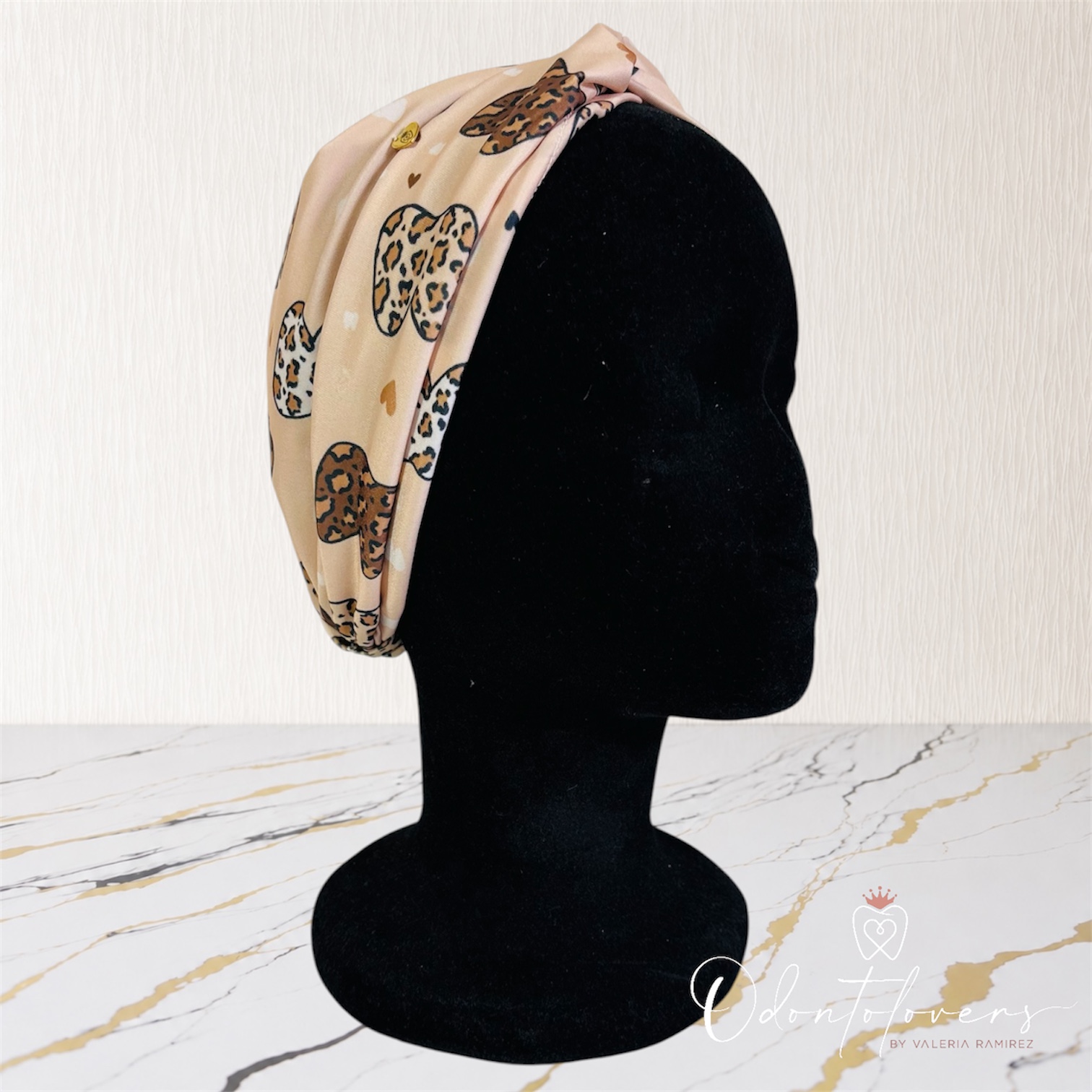 Turbante premium dental print beige