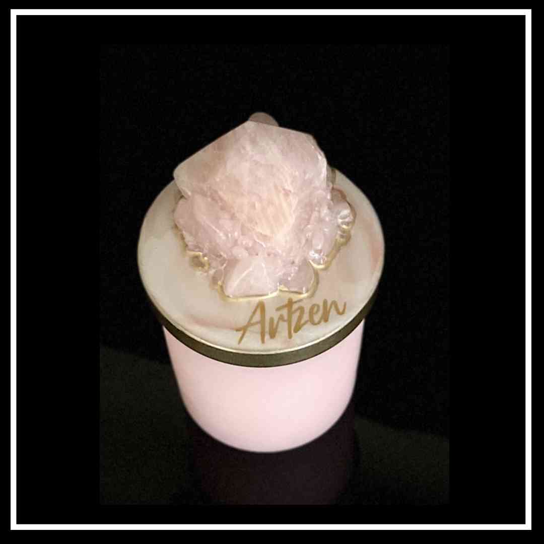 VELA AROMÁTICA PREMIUM CON CUARZO ROSA