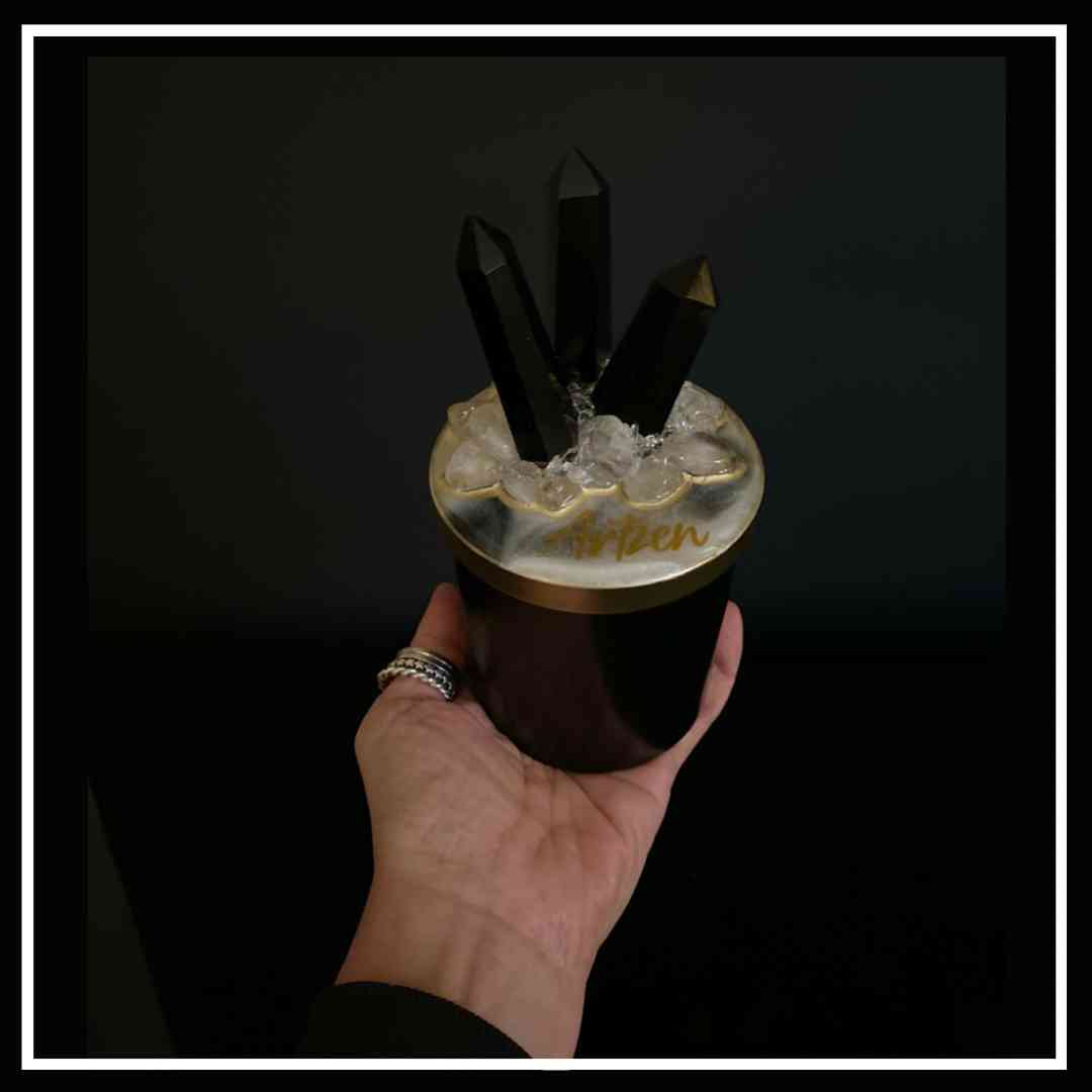 VELA AROMÁTICA PREMIUM CON OBSIDIANA 