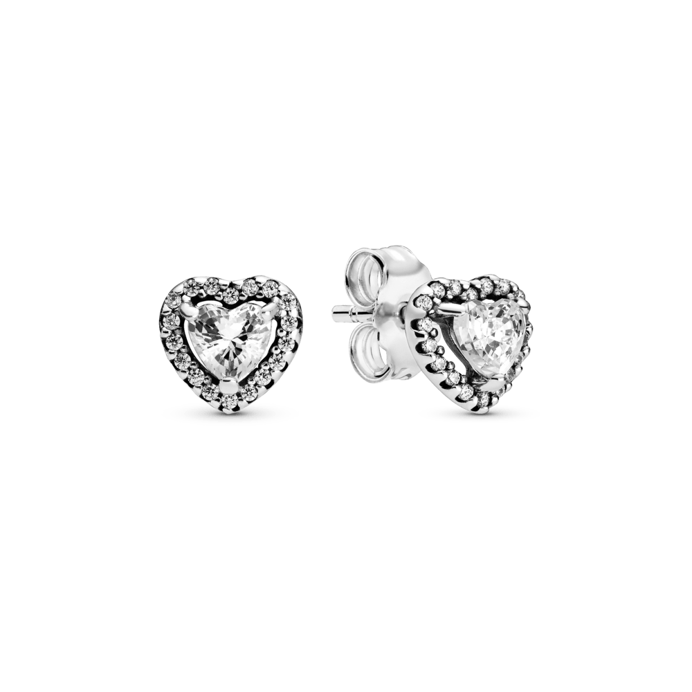 Aretes de botón Corazón elevado