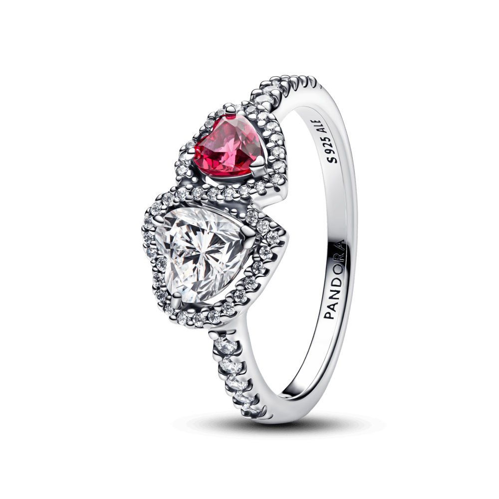 Anillo Corazones Halo Relucientes