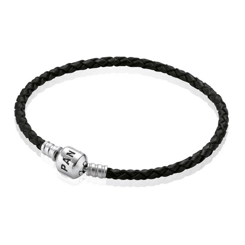 Pulsera de cuero negro para charms