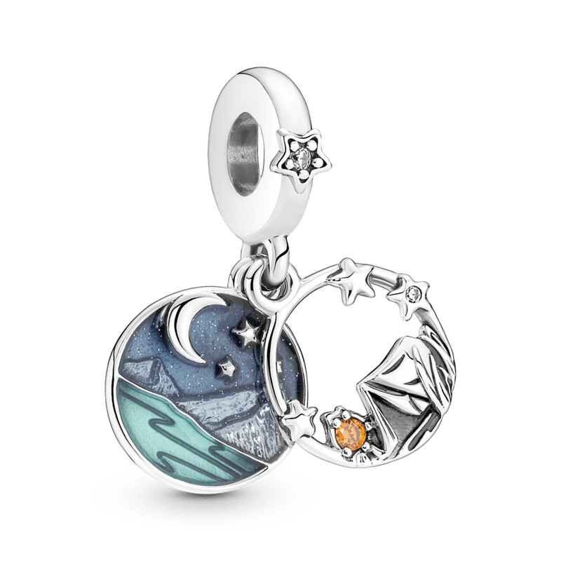 Charm colgante doble Campamento bajo el cielo nocturno