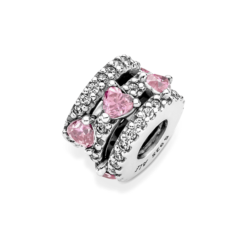 Charm Triple Corazones Con Halo Reluciente