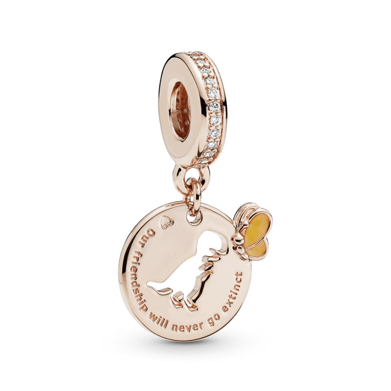 Charm Colgante Amistad De Dinosaurio Y Mariposa