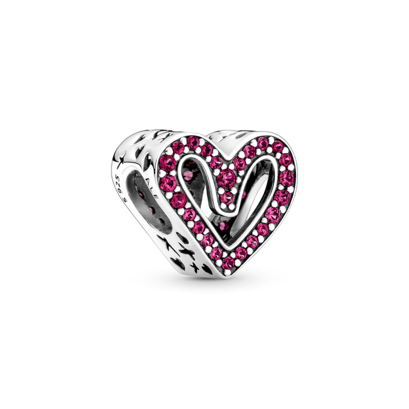 Charm Corazón Reluciente De Diseño Libre Con Circones Rojos