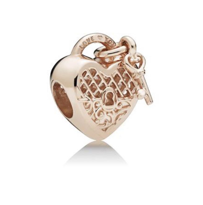 Charms Corazón con Llave Rose