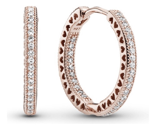 Argollas con Corazón Pavé en Rose