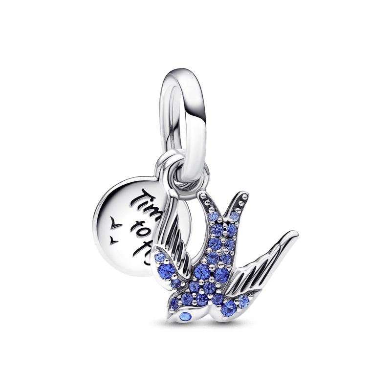 Charm Colgante doble Ave reluciente y cita