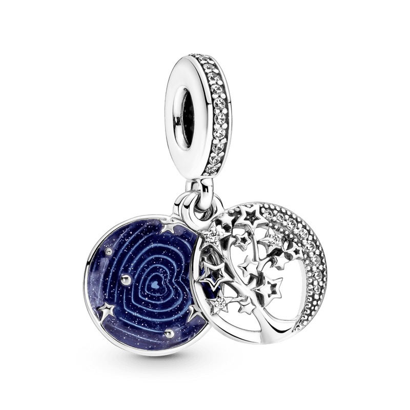 Charm Colgante Doble  Árbol & Luna De La Galaxia