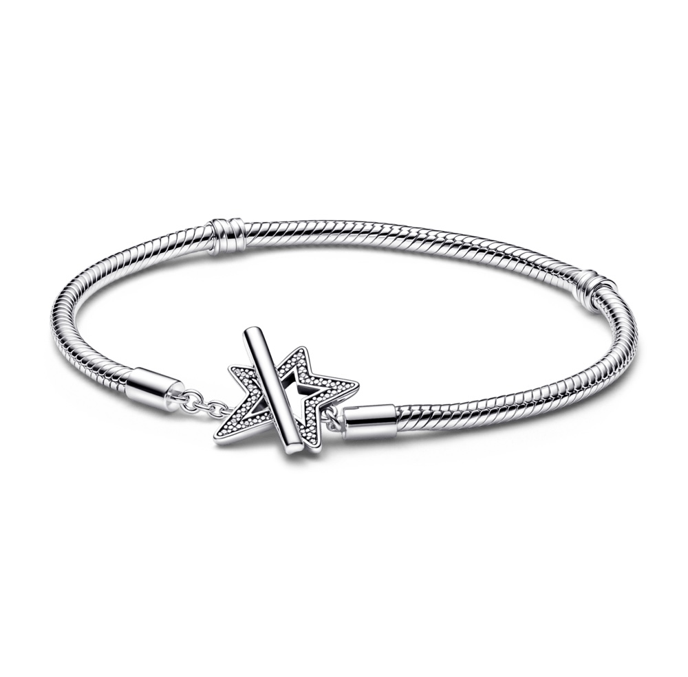 Pulsera Estrella asimétrica con barra T  Moments Plata 