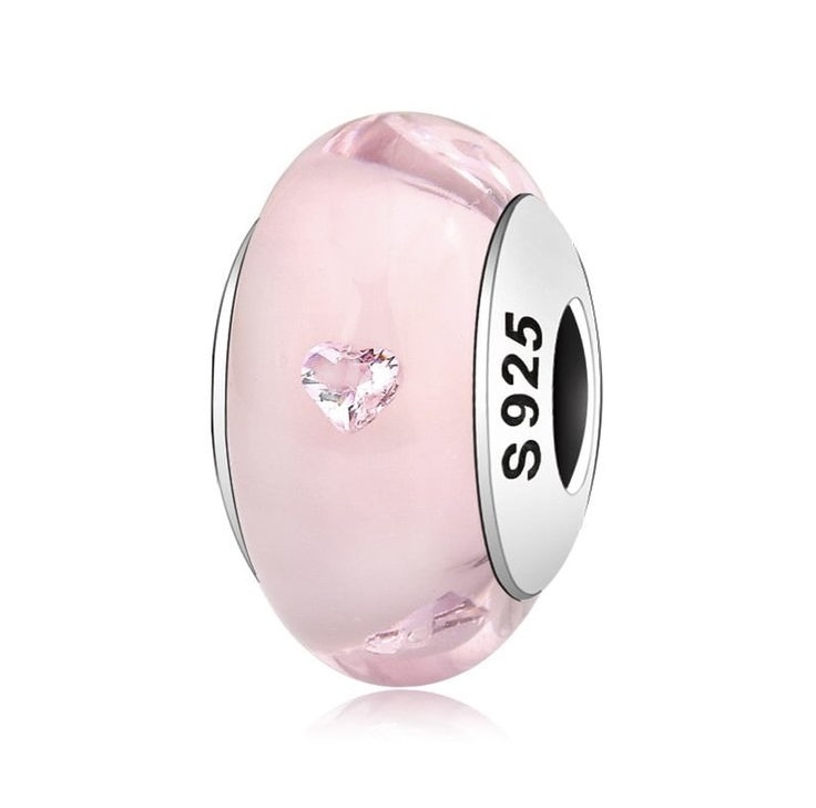 Charms Murano Corazón Rosa
