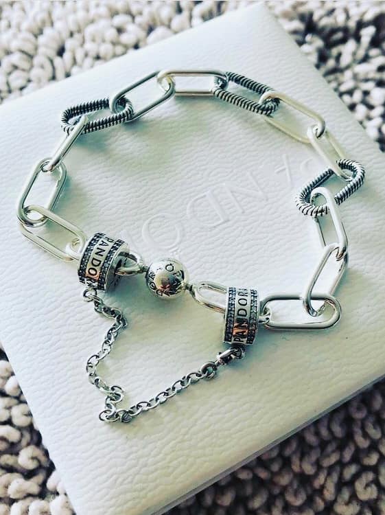Bello Conjunto de Eslabones Silver Pulsera / Seguro