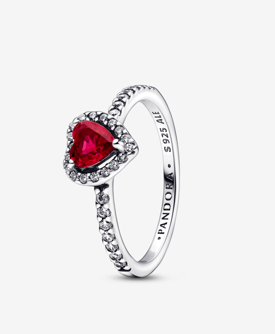 Anillo Corazón Rojo Elevado