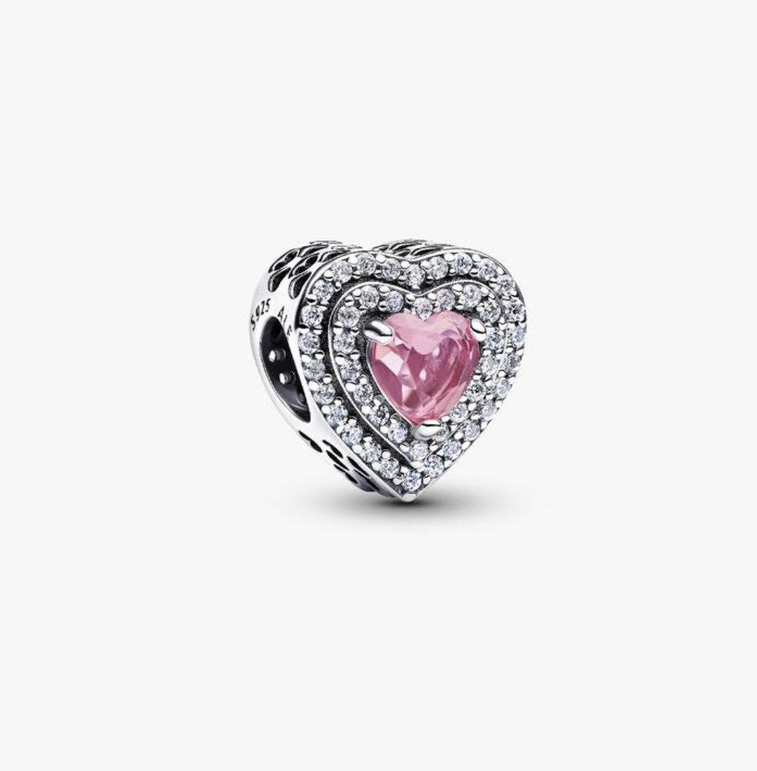 Charm Corazón Nivelado Rosa Brillante
