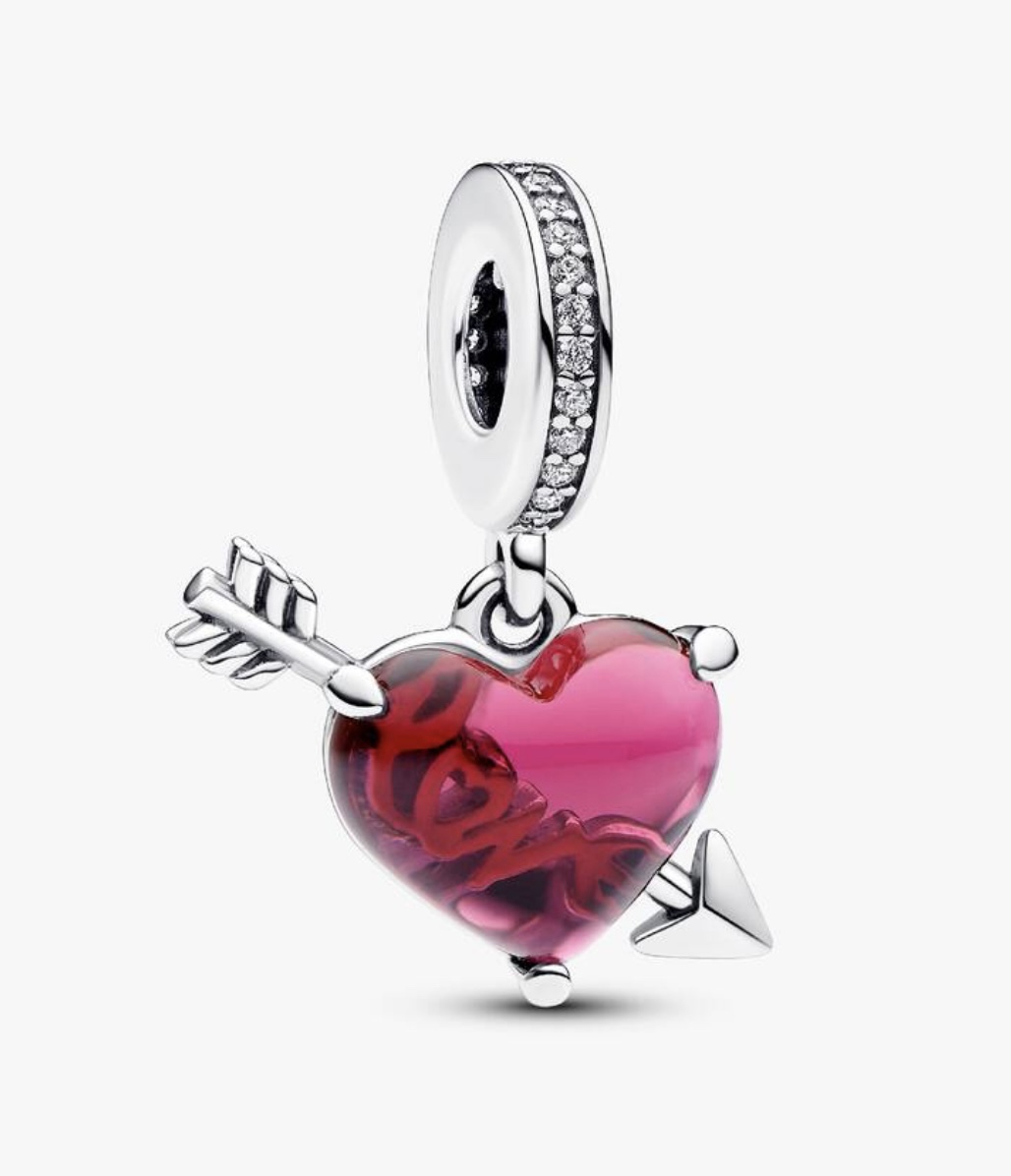Charm Colgante Corazón Rojo y Flecha de Cristal Muran