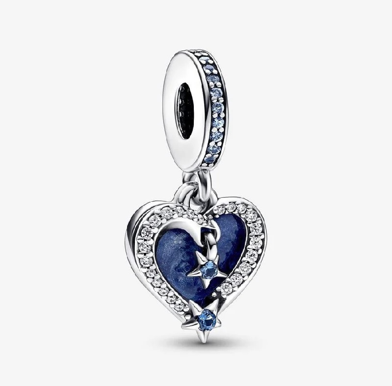 Charm Colgante Doble Corazón Estrella Fugaz