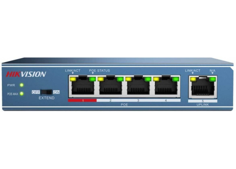 Switch 4FE PoE Inteligente DS-3E1105P-EI/M V2 Hikvision