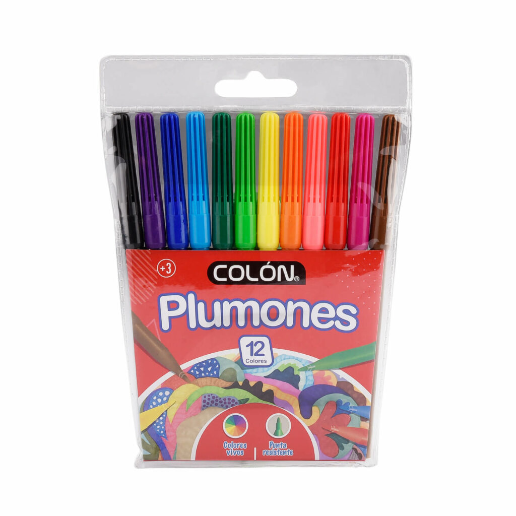 Plumones De Dibujo 12 Colores Colón 