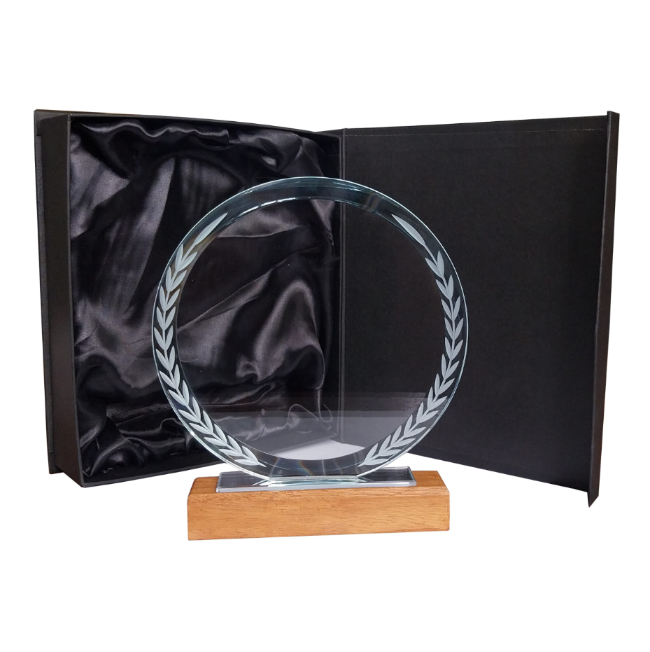Galvano Cristal Base de Madera BLAS 29