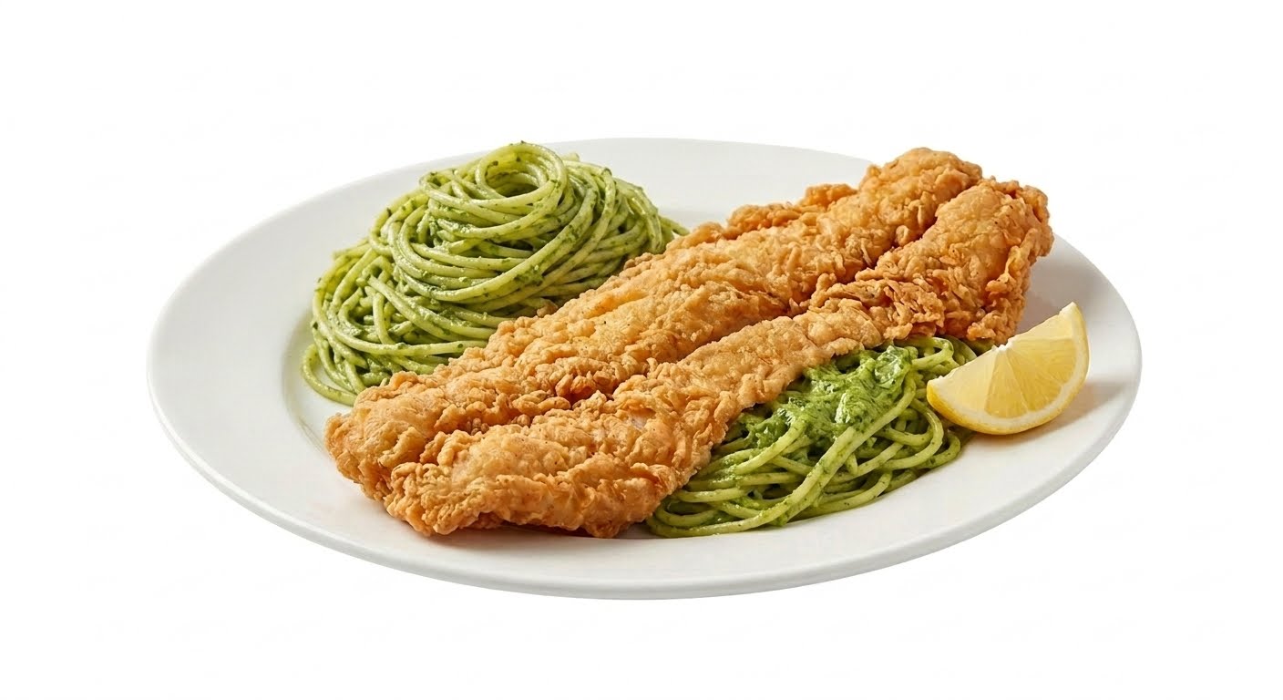 pescado en tallarin huancaina