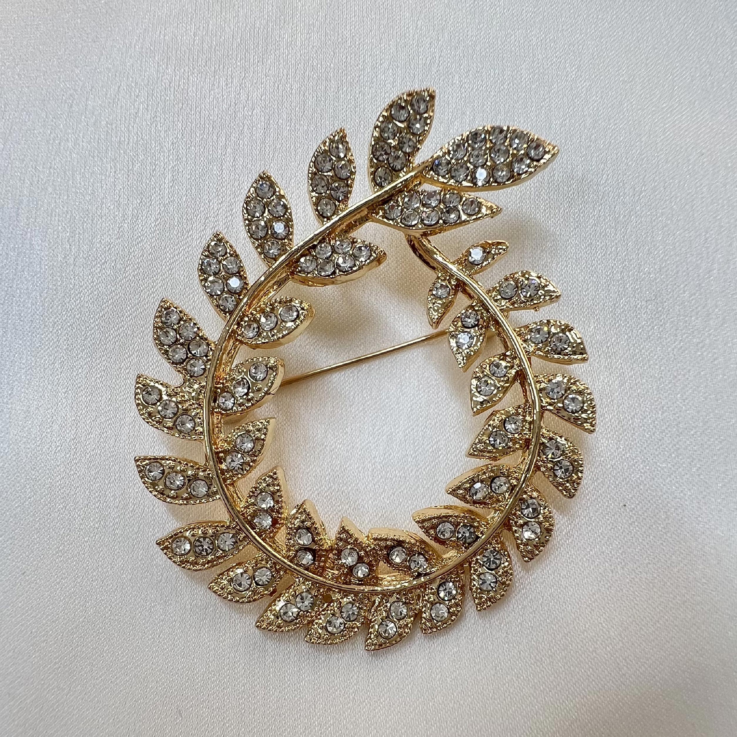 PRENDEDOR HOJA DE OLIVO ORO 